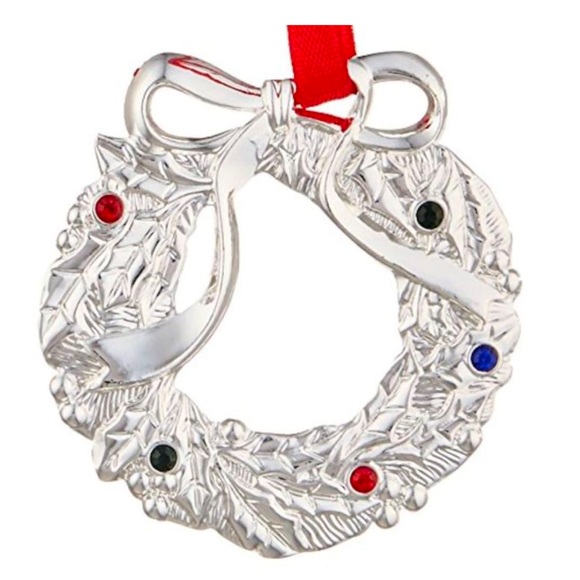Lenox Silver Jeweled Wreath Ornament - Picture 3 of 4